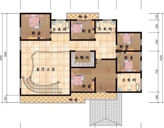 占地300平的二层农村别墅设计图，带旋转楼梯+地下车库，符合现代人的生活需求。