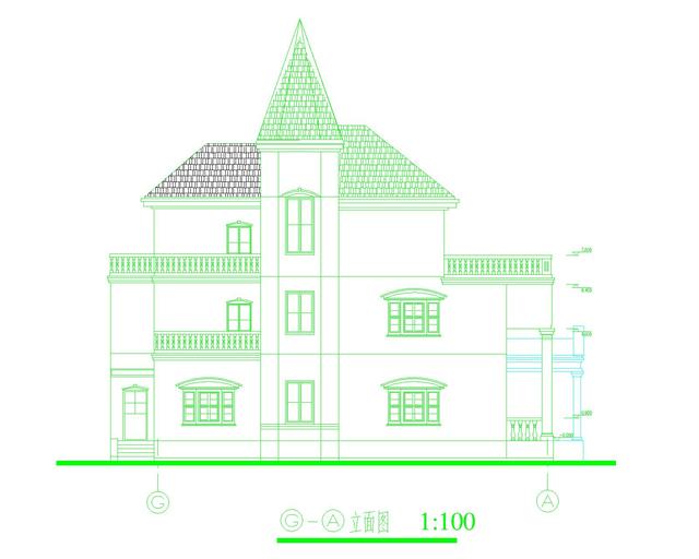 250平方米三层尖顶新农村别墅设计带外观效果图18x16米