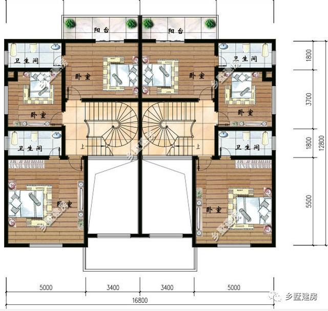 两套双拼农村别墅设计图，一栋是三层的，一栋是二层带阁楼的，你更中意哪一款呢？