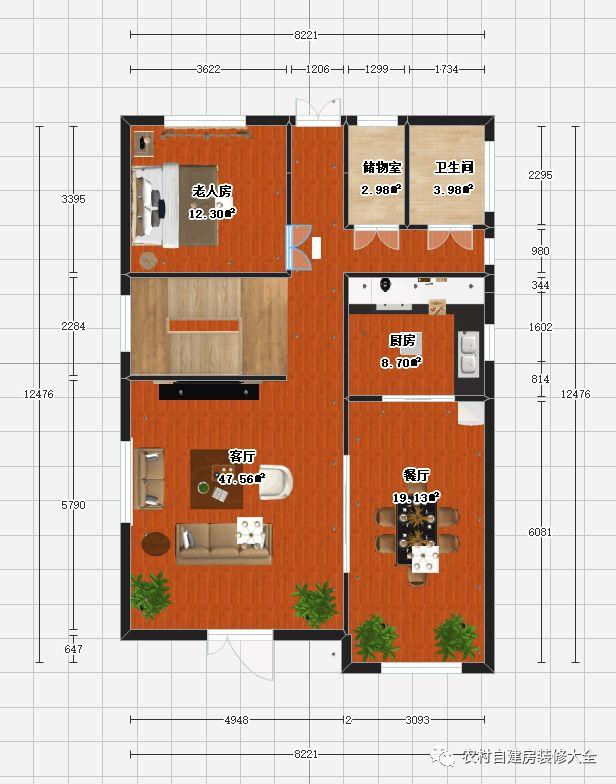 94平一楼一居室简单装修效果图！