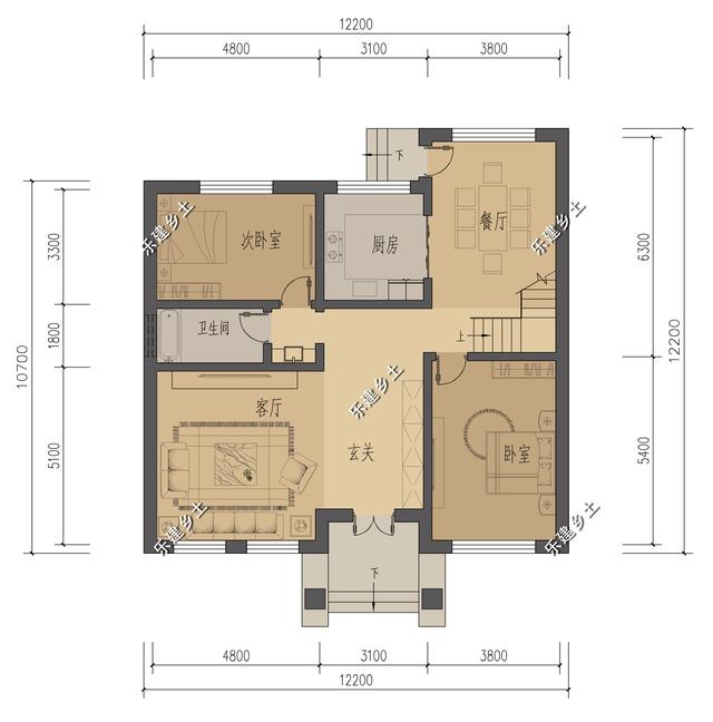 河北李先生二层欧式别墅设计，12X12米，方正大方