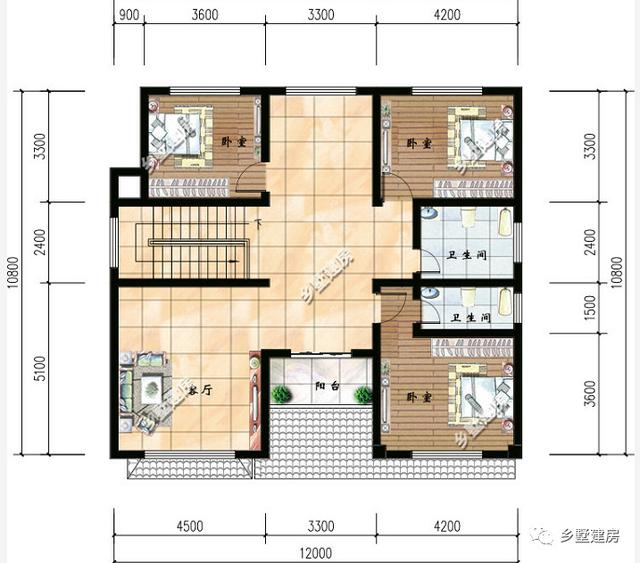 12米x10米，两栋二层别墅设计图，经济实用又漂亮。