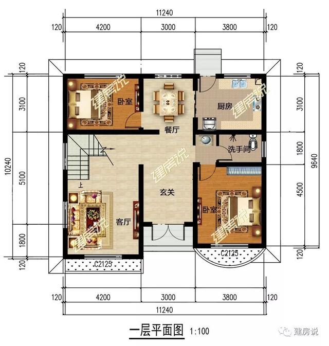 两款100平农村自建房别墅设计图，建房可以做个参考
