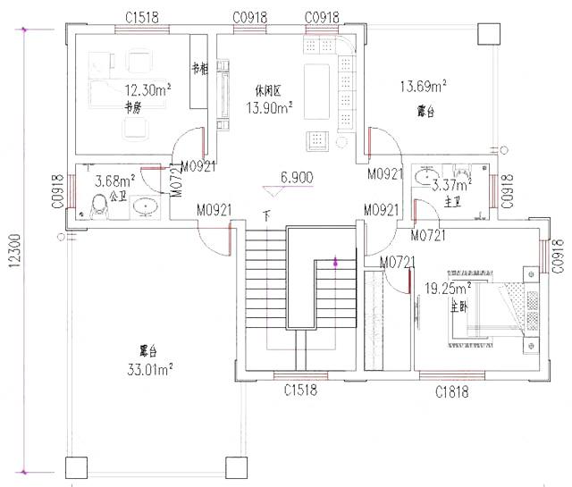 35万以内13×12米复式三层别墅设计图