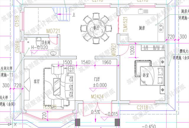 二层美观大气25万12×10米4厅5卧农村小别墅全套施工图