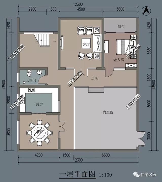 12×13米中式带庭院别墅设计图，外观雅致颇具格调，室内布局颇为考究