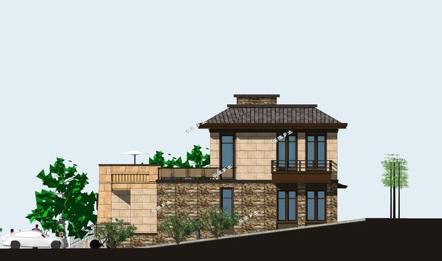 二层新中式独栋别墅设计，空间利用合理，气派奢华