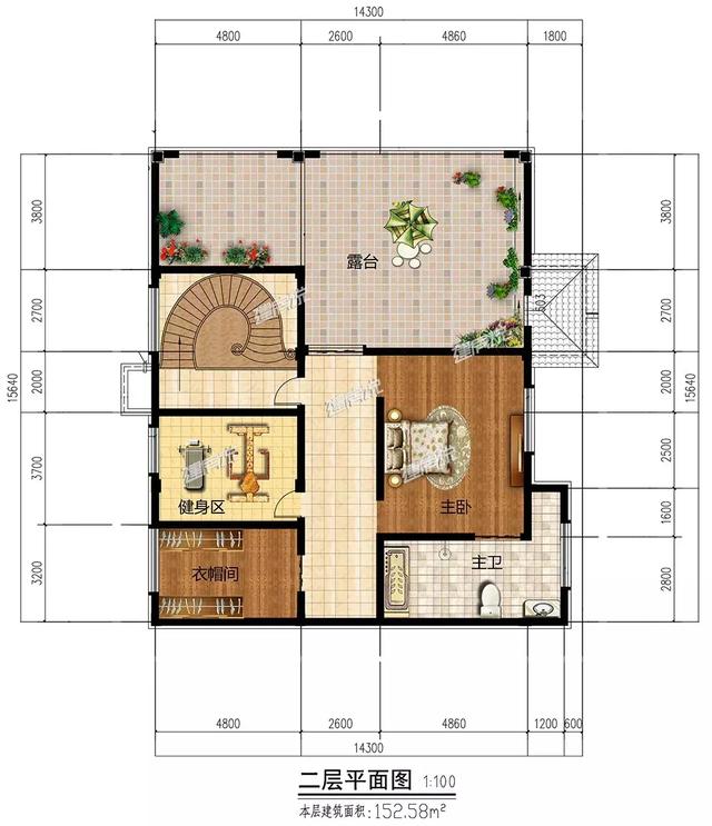 这款二层别墅设计图，占地两百多平方，外型极美，绝对称得上是豪宅
