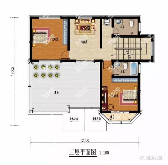 两栋面宽同为12米的农村自建房设计图，户型好，建的人很多