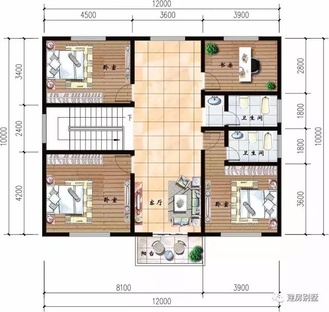 两栋面宽同为12米的农村自建房设计图，户型好，建的人很多