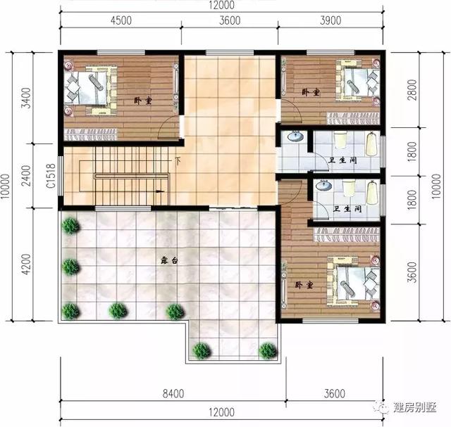 两栋面宽同为12米的农村自建房设计图，户型好，建的人很多