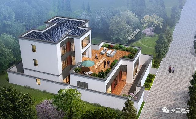 有院子+双厨房+大露台设计的三层自建别墅，18x26米，附装修图