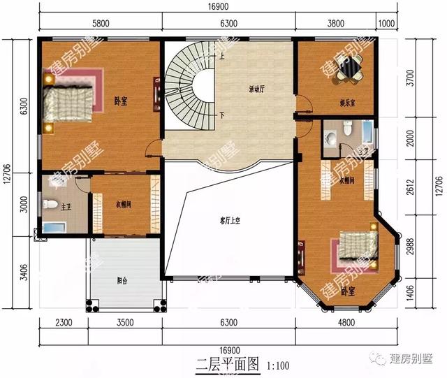 16.9×12.7三层别墅设计图，带开放式车库，室内布局是真实用真方便。