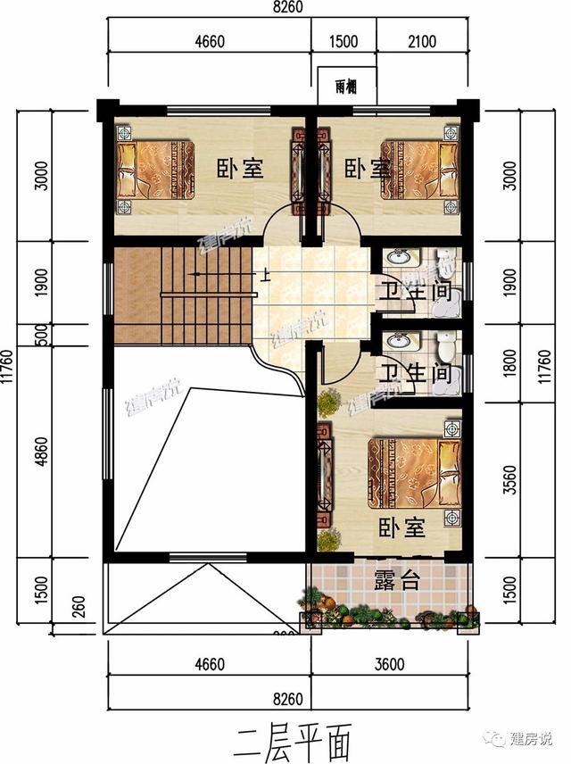 102平三层别墅设计图，造价也不高，才二十几万，布局也很实用，好房子，一定要建一栋在老家。