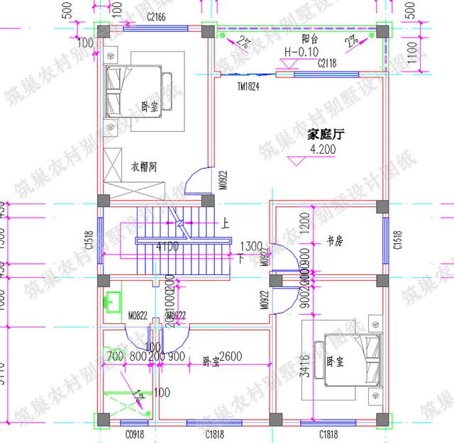 40万9×13米四层带露台花园农村自建房全套CAD施工设计效果图