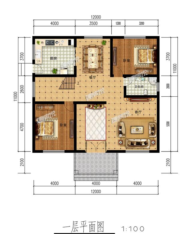 12x13米经典二层别墅设计图，外型精美，室内布局也很赞，家家户户都能建。