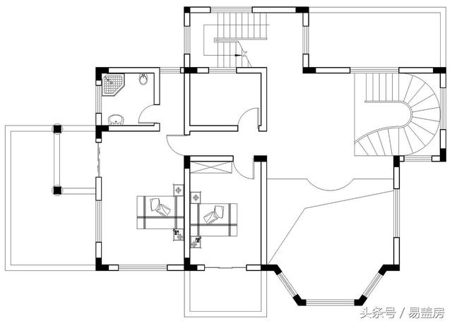 福建410平三层简欧别墅设计图，带超大露台，造价61万。