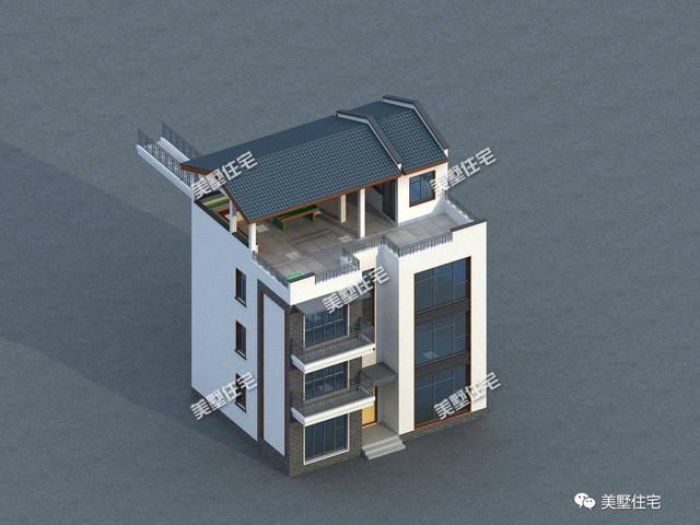 11X9米小宅基地四层现代别墅，6室4厅+超大露台+中空客厅