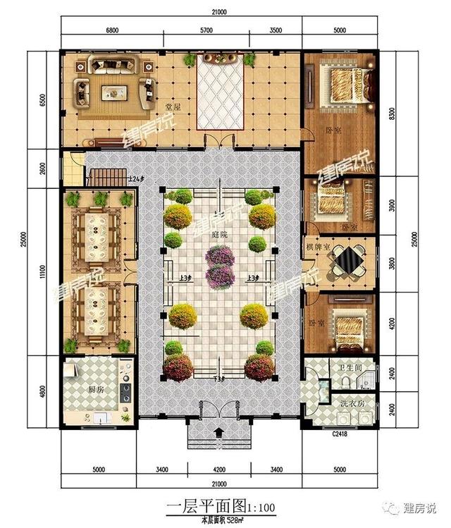 二层中式四合院别墅设计图，国人内心最美的房子