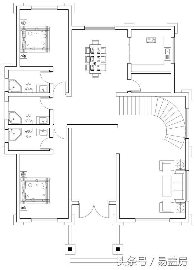 二层欧式别墅设计图，结构多元化，温暖大气！