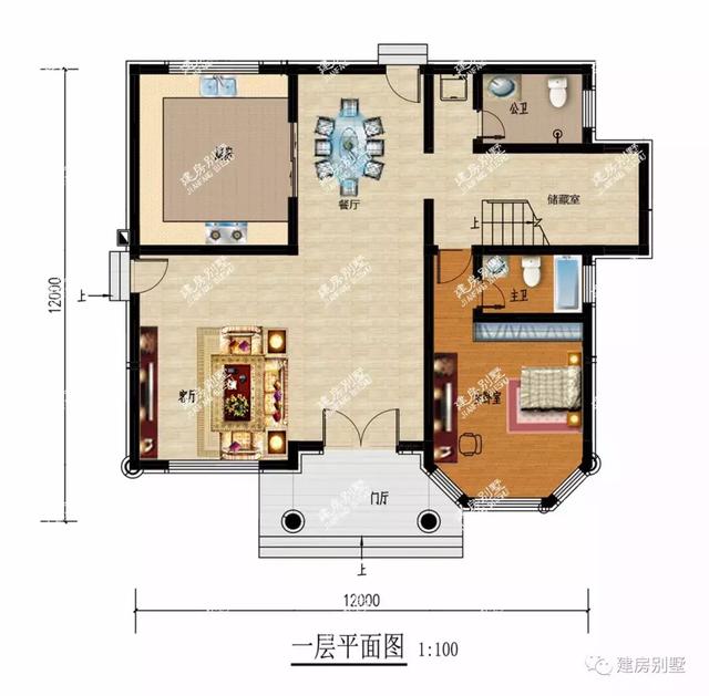 面宽12米的别墅设计图，最便宜的主体造价20万。
