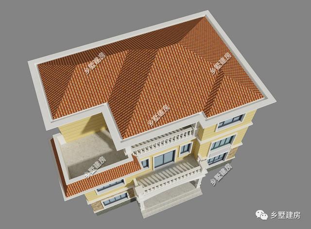 三层别墅设计图，坡屋顶和平屋顶的结合，这样的屋顶跟丰收季更配哦