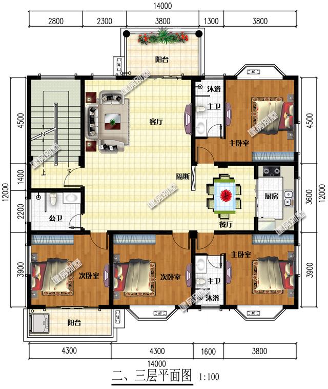 多户同住房型四层别墅设计图，住在里面每天都是家庭聚会般的生活