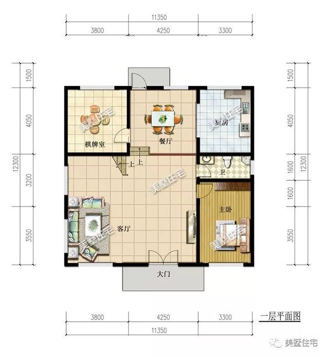 11.3X12.3米三层欧式别墅，大气方正，8卧4卫还带棋牌室
