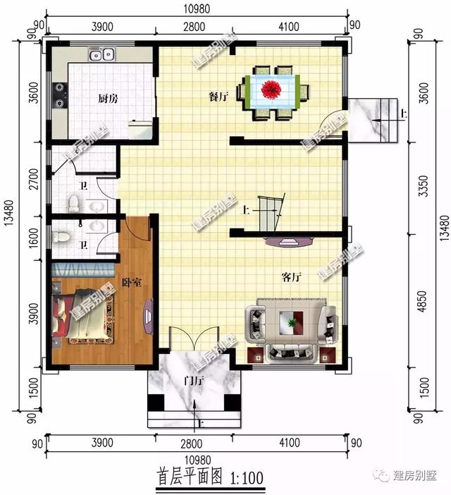 四层农村别墅设计图，10.9×13.4米，精致气派，多休闲活动空间