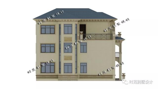 12x13米带大露台欧式三层复式别墅，7室3厅，施工全图适合自建