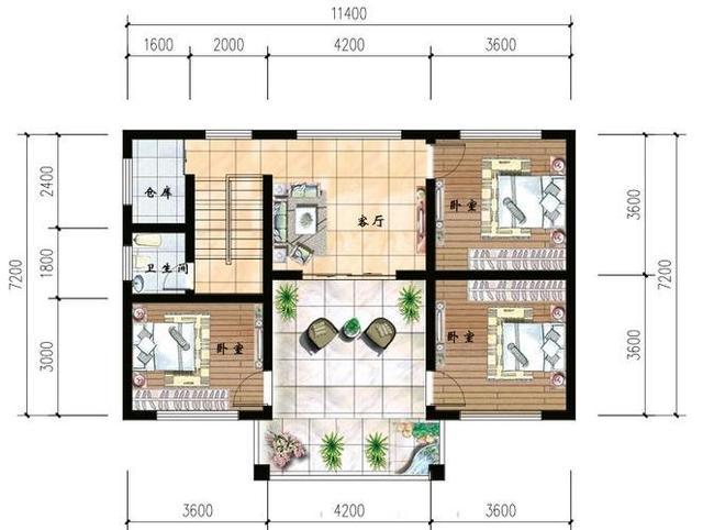进深8米的两款三层自建房，占地不足120平米设计9间卧室