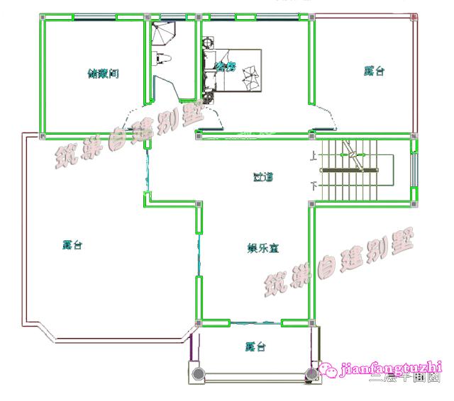 150平2厅7卧砖混结构复式别墅设计图，带半旋转楼梯+车库+露台！