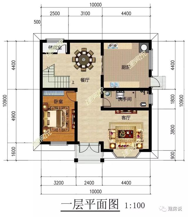 100平小开间精致别墅设计图，占地小花费少，是一款不容错过的户型