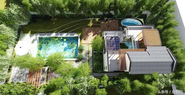 新中式三层砖混结构别墅设计图，豪华还带泳池，被植物环绕，空气超好，非常适合养老！