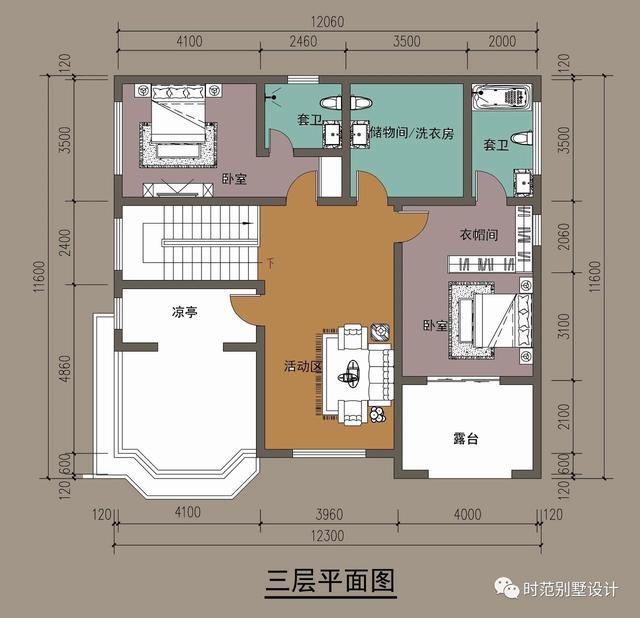 11x12米三层欧式别墅，8室4厅，适合农村自建