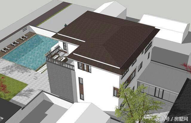 新中式三层别墅设计图，带大露台+游泳池，美观又实用，住在这里生活太美好