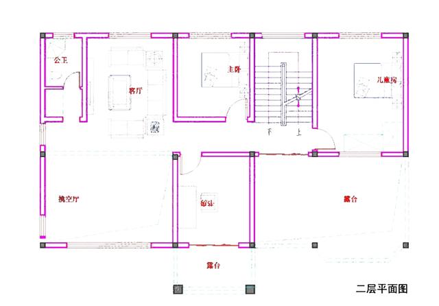 150平米带挑空客厅落地窗农村二层别墅图纸（含建筑结构水电图）