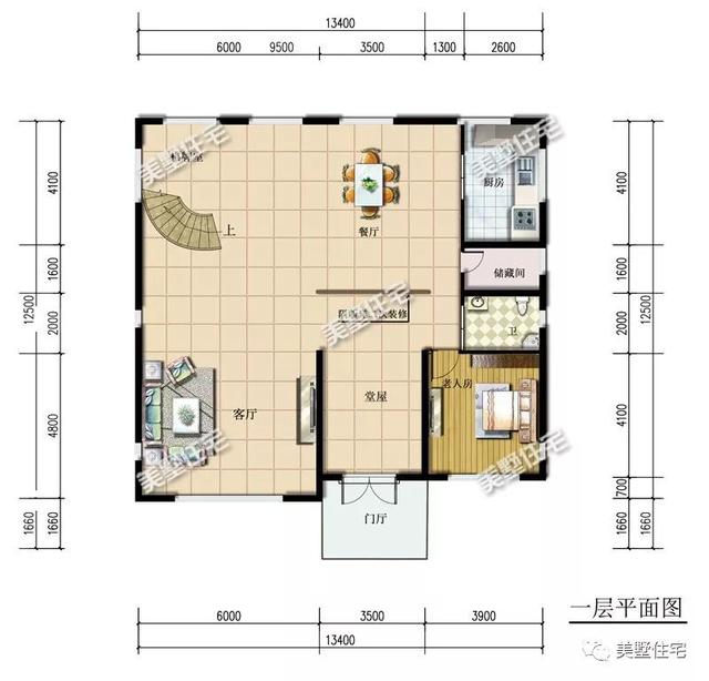 13.4米x12.5米三层欧式别墅设计图，内带堂屋+健身房，回乡建一栋，生活太享受