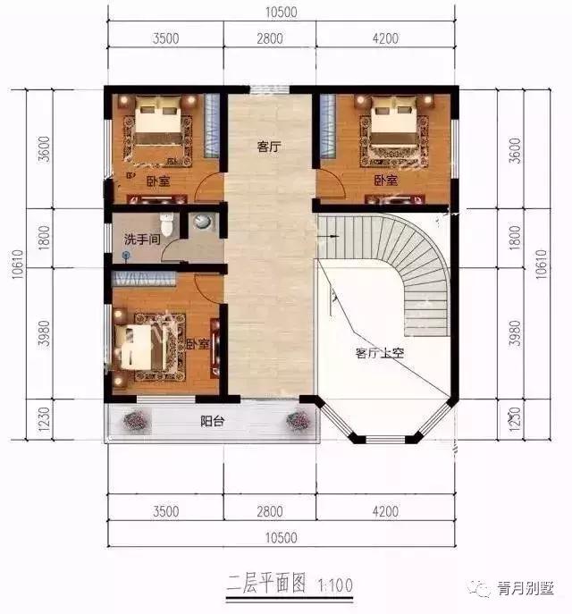 占地110平方米二层乡村小户型别墅设计图，明亮大气，造价经济