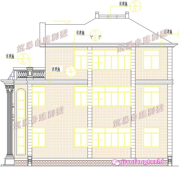 13x15米乡村三层复式别墅设计图，供您参考
