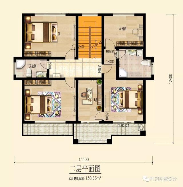 12x13米三层新中式农村别墅，美观稳重，7室2厅适合自建