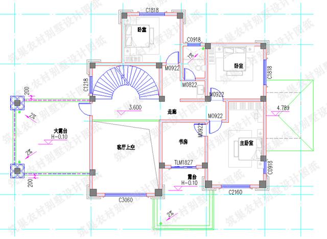 3款带旋转楼梯复式别墅设计图，豪华与实用共存，您值得建造。