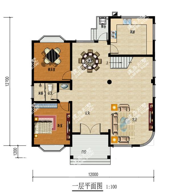 简单大方12x12.7米二层别墅设计图，二层就很实用