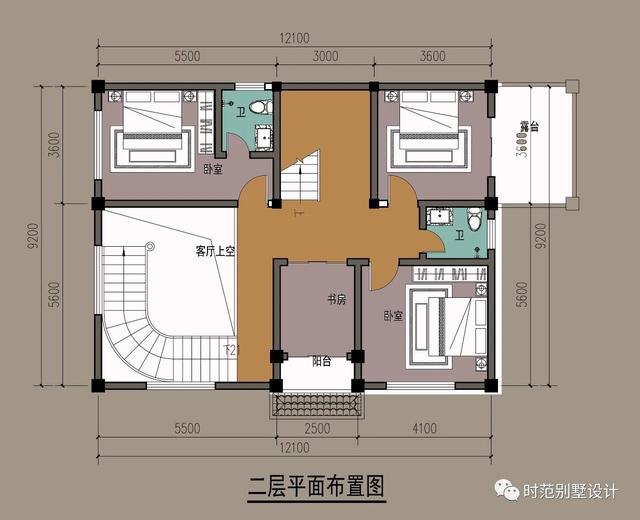 小进深三层复式新中式别墅设计图，户型方正，四周通透