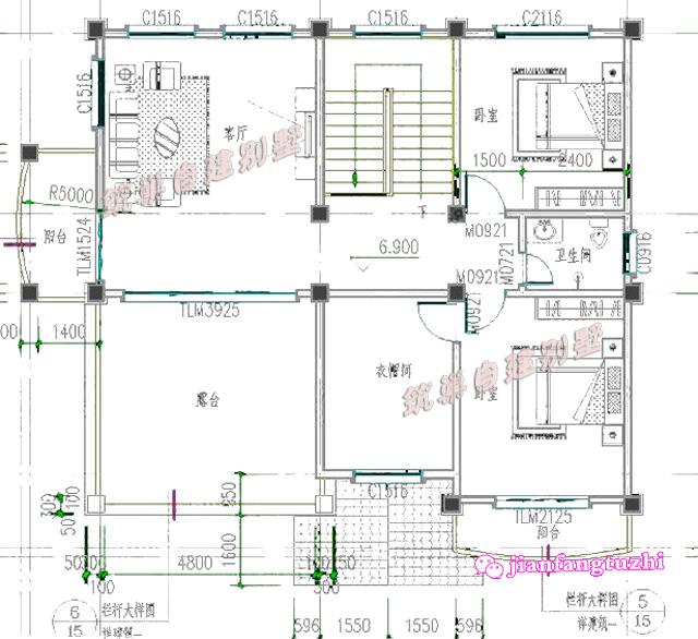 12x10.6乡村三层复式别墅设计效果图全套CAD图纸，户型豪华精美！