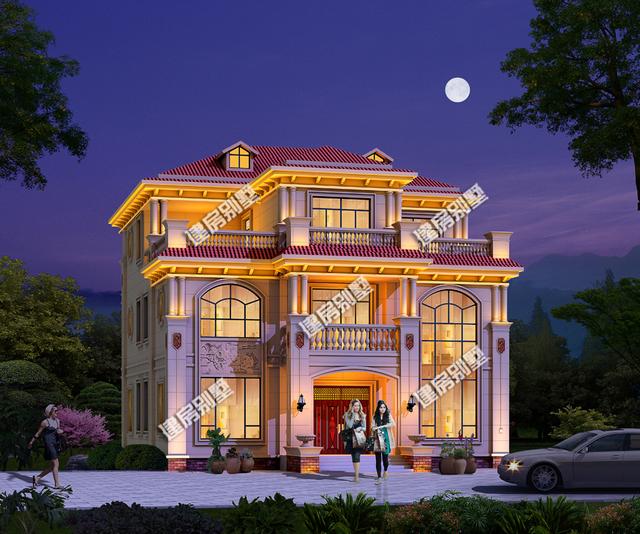 13.6x17米超大气三层别墅设计图，超级漂亮一款房子