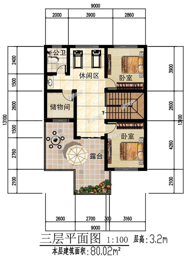 9米x13米三层简欧别墅设计图，不仅要美观，室内布局还实用，图纸给你准备好了拿回家建吧