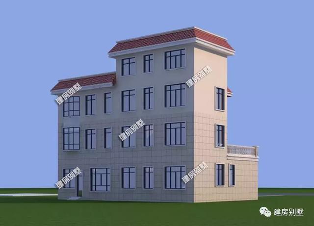 18米×12米平屋顶三层别墅设计图，带堂屋和双露台，简约又实用，适合大家庭居住。