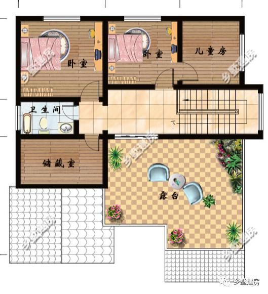 三款带露台的农村别墅设计图，简单实用，在农村建一栋倍有面子！
