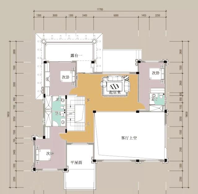 50万18×20米豪华款三层带挑空客厅农村别墅设计图施工图